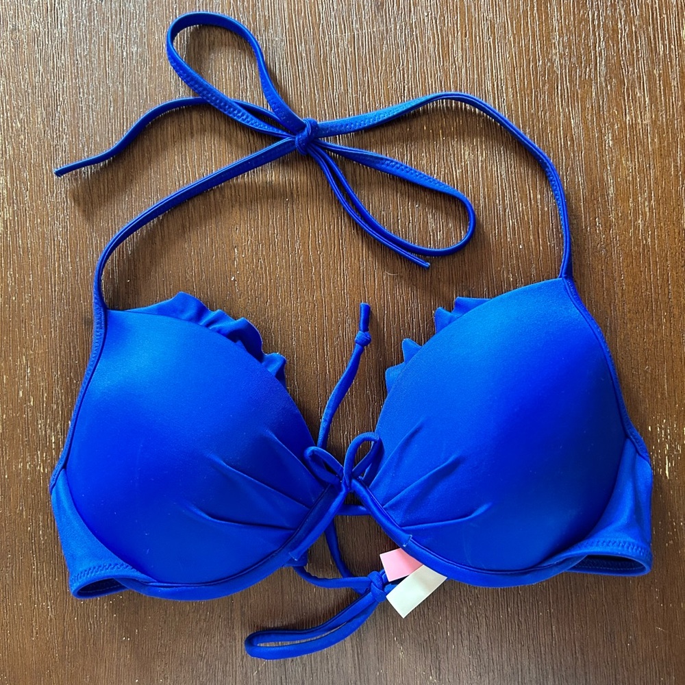 NWOT Victoria’s Secret Blue Bikini Top Push-up 34B